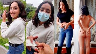 Симпатичную девушку ловят на улице, она соглашается сфотографироваться, а потом трахается за деньги. порно